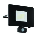 Eglo Applique Murale Faedo 3 Aluminium Noir 53W 5800lm - 850 Blanc Froid | IP65 - Détecteur De Mouvement