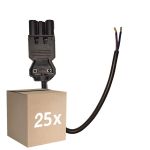 Voordeelpak 25x Noxion GST - Compatibel Voedingskabel Zwart - Mannelijk + Open uiteinden - 0,3m - 2 pole 0,75mm2